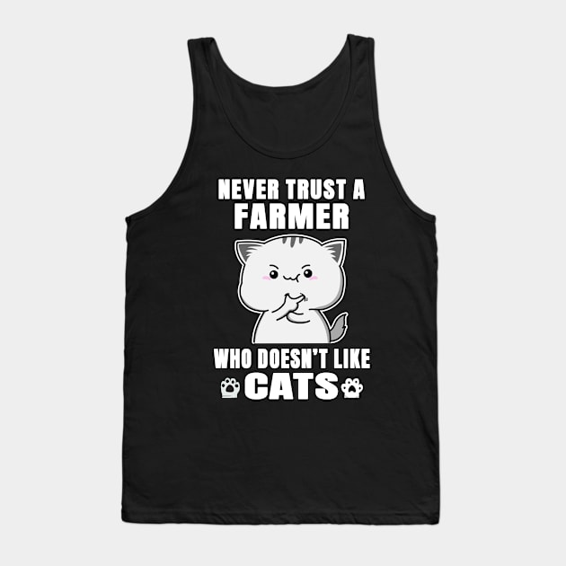 Farmer Works for Cats Quote Tank Top by jeric020290